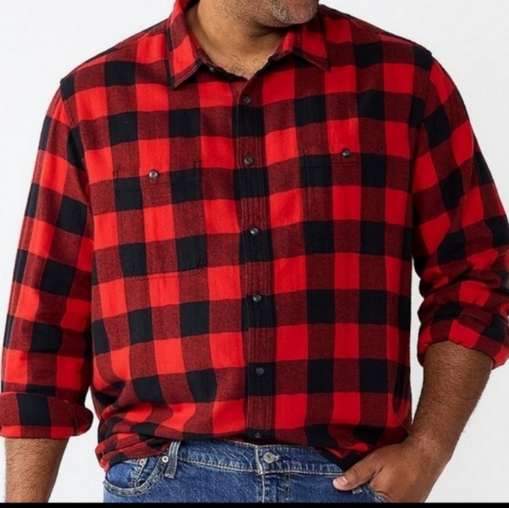 Sonoma Men’s Big & Tall Red Black Buffalo Plaid Flannel NEW